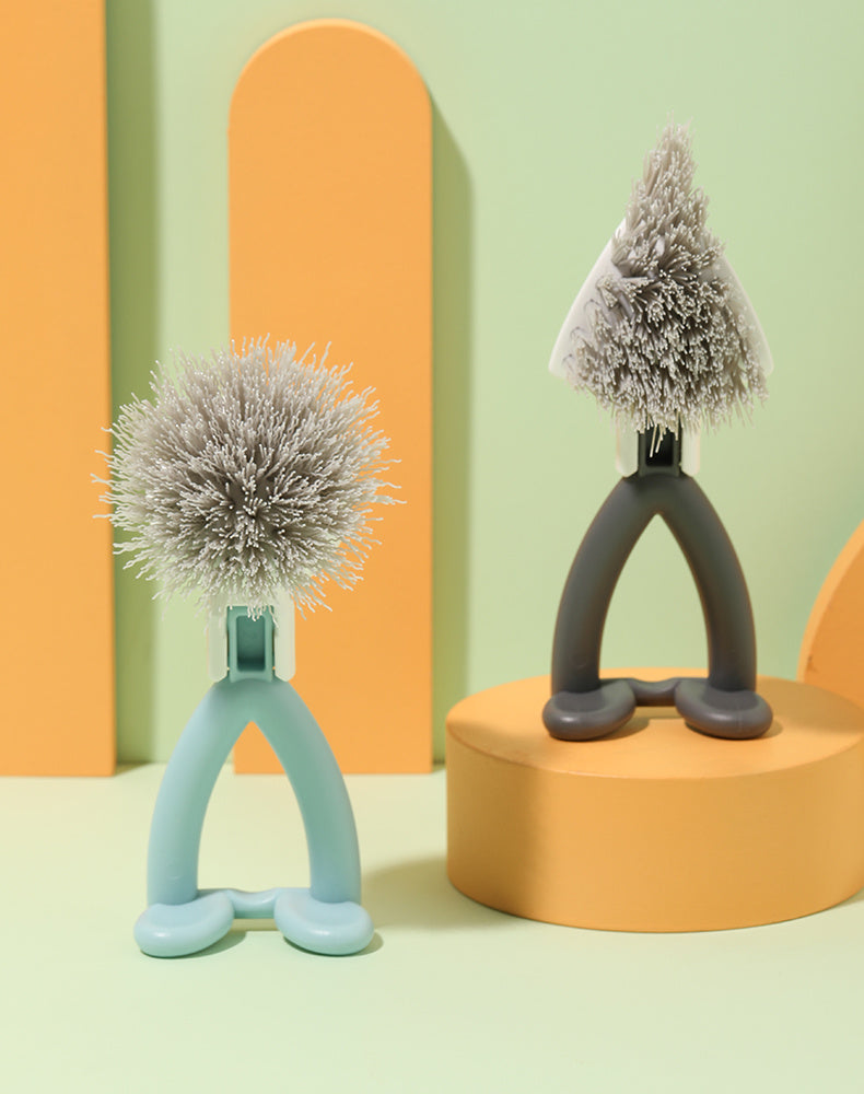 From scrubbing pots to tackling tricky corners, this cleaning squad has you covered: a sturdy vertical pot brush for the tough stuff, a handy dish brush for daily shine, a clever V-shaped brush for those sneaky gaps.
