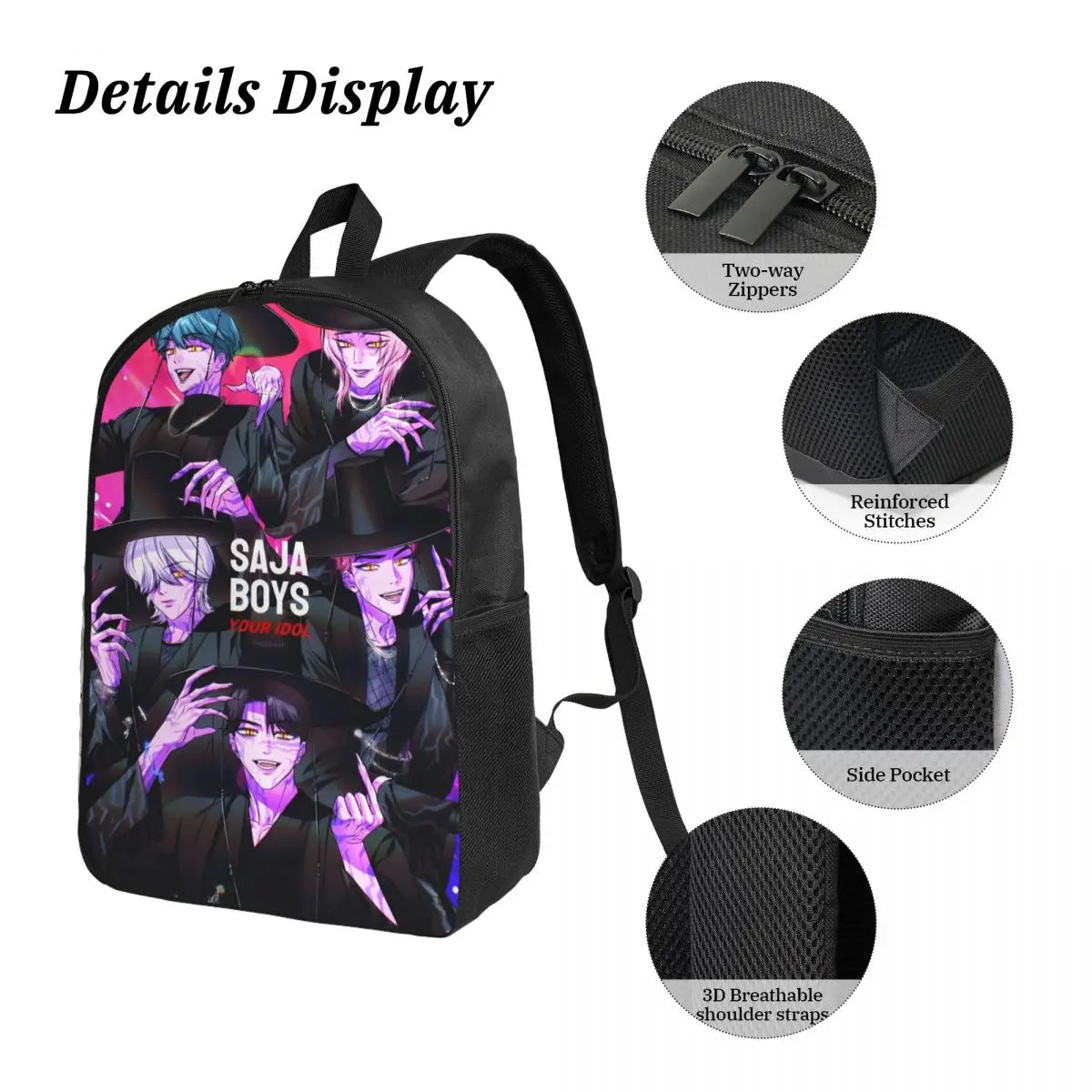 K-pop Demon Hunters Saja Boys School Bags Set