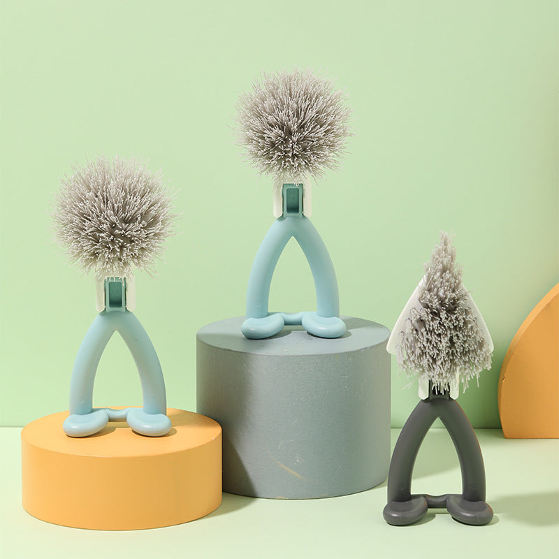 From scrubbing pots to tackling tricky corners, this cleaning squad has you covered: a sturdy vertical pot brush for the tough stuff, a handy dish brush for daily shine, a clever V-shaped brush for those sneaky gaps.