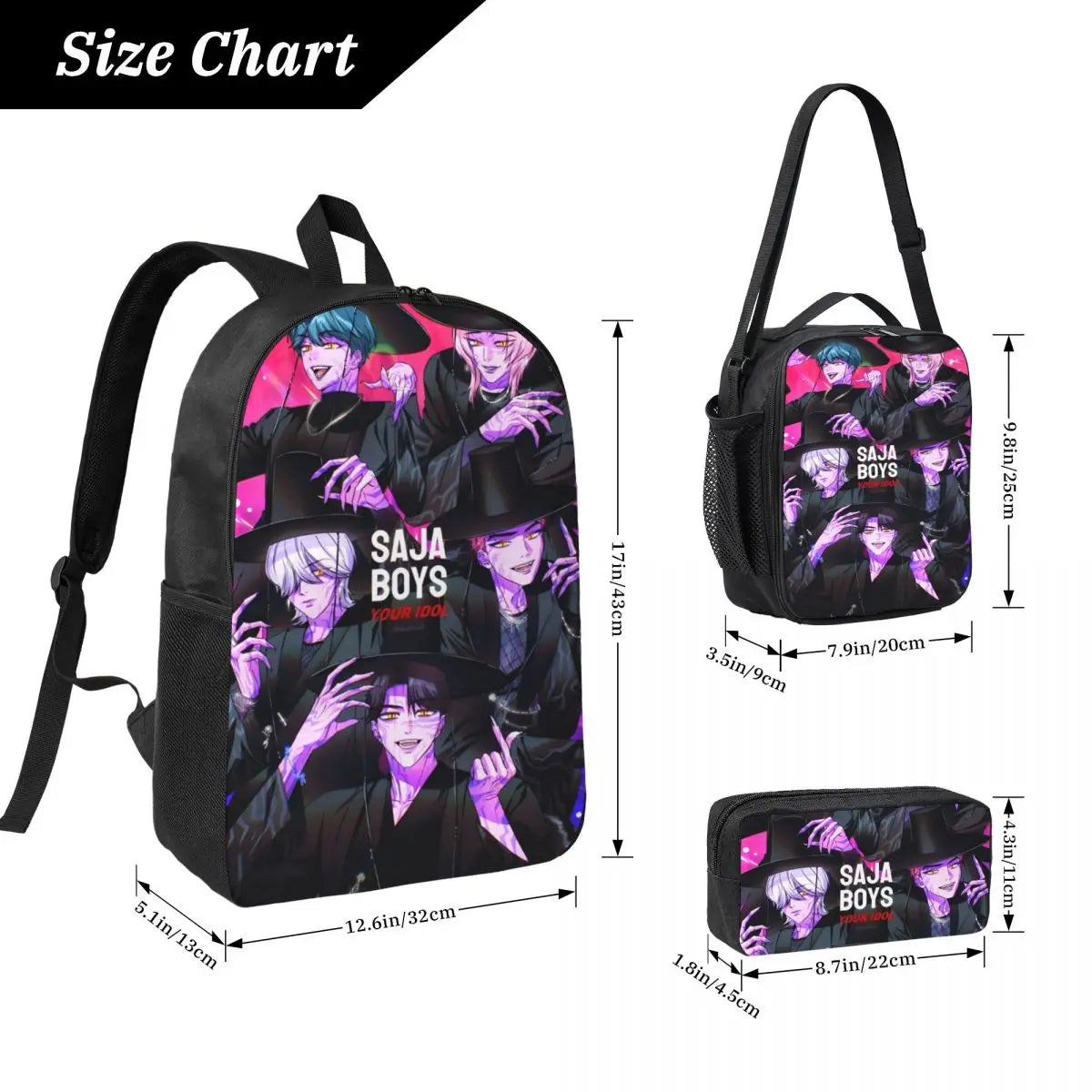 K-pop Demon Hunters Saja Boys School Bags Set
